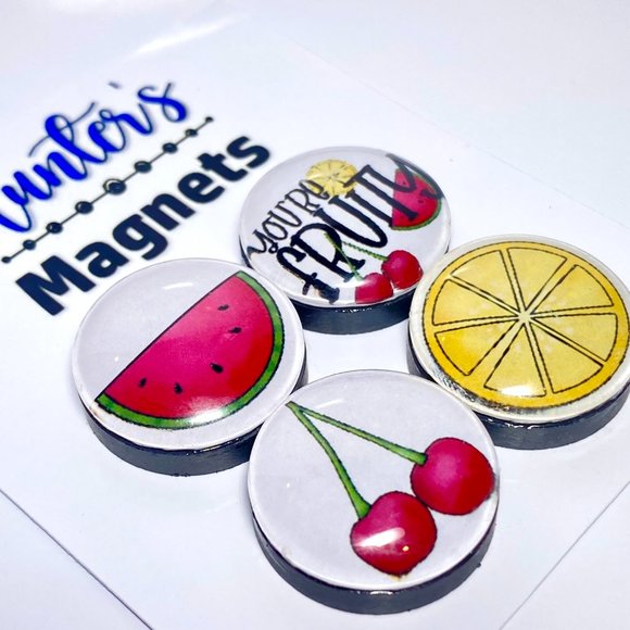 Set of 4 Magnets - Fruity Watermelon Glass Refrigerator Kitchen Whiteboard - Picture 2 of 3